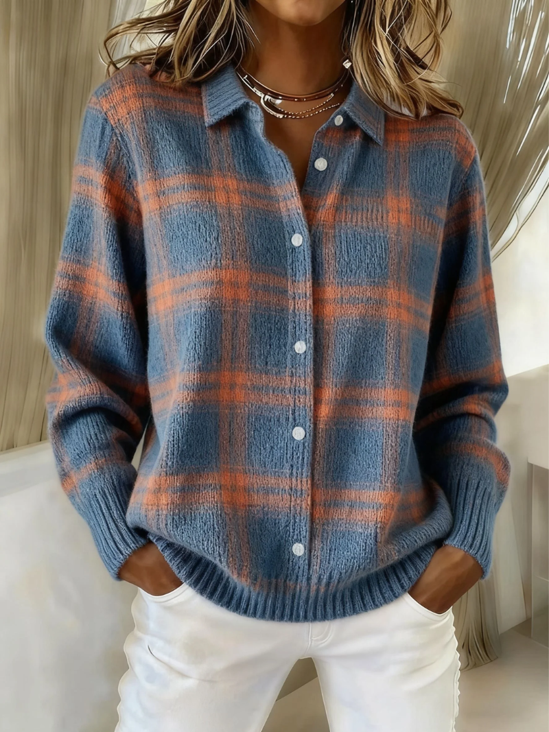 EVELYN | CHECKED KNIT CARDIGAN