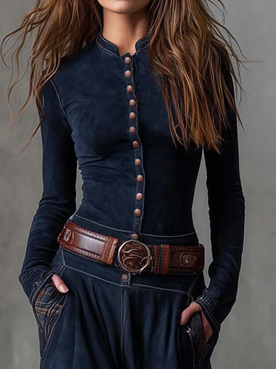 SOFIA | NAVY VINTAGE SUEDE MAXI DRESS