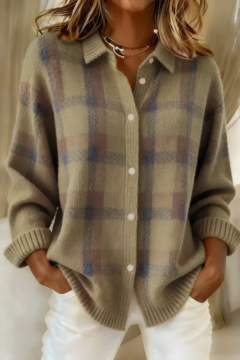 EVELYN | CHECKED KNIT CARDIGAN