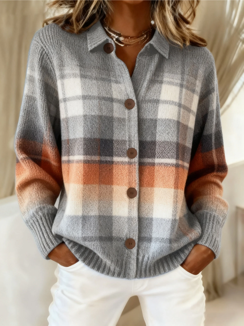 EVELYN | CHECKED KNIT CARDIGAN